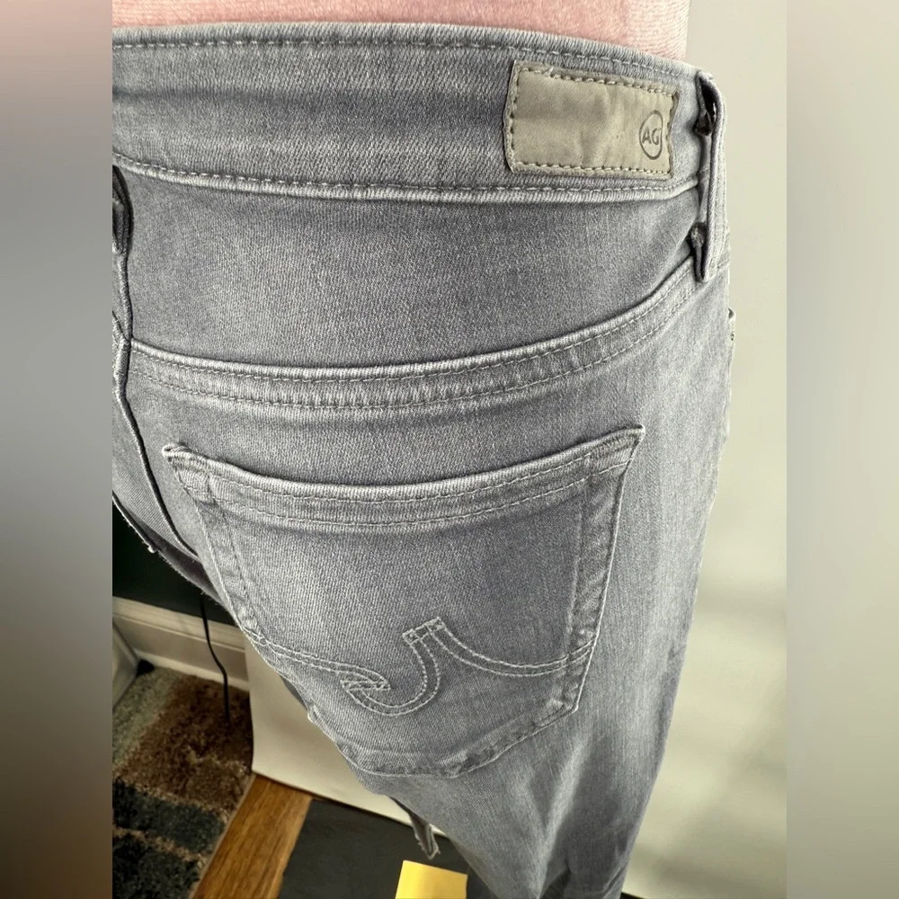 EUC AG Adriano Goldshmied Grey Skinny Raw Hem Jeans